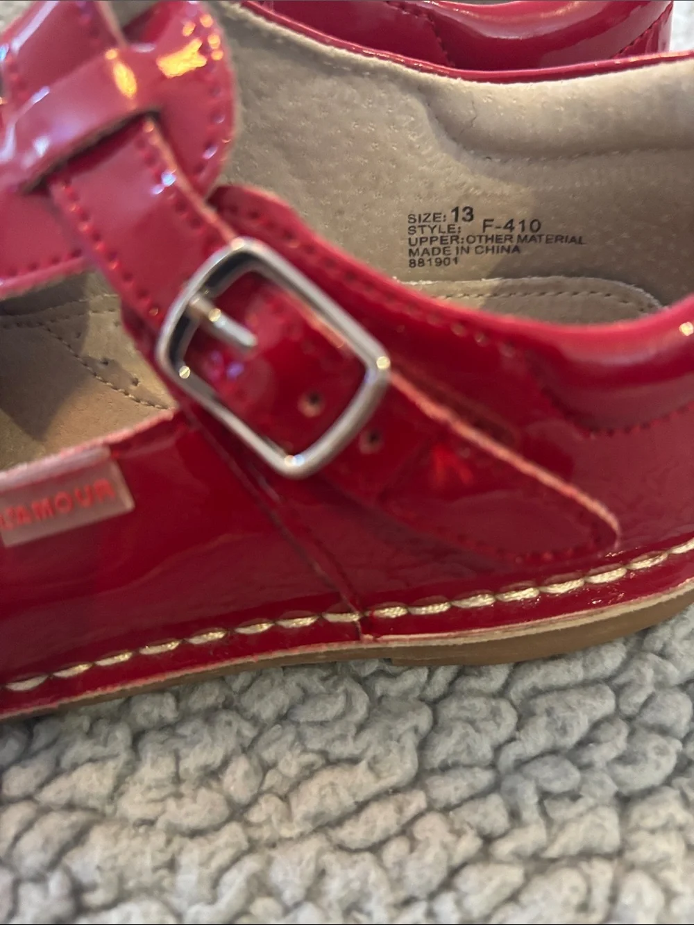L'Amour Red Patent Mary Jane Dress Shoes for Kids